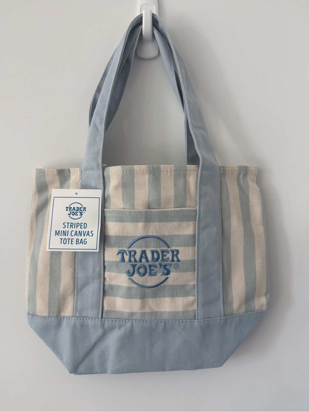 NWT Trader Joe’s Blue Striped Mini Canvas Tote Bag